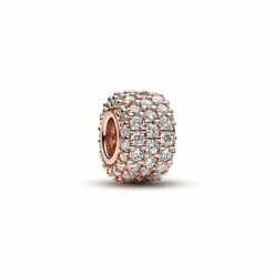 Pandora Charm Triple Rang Pavé Scintillant - Moments Doré Rose | Femme Charms
