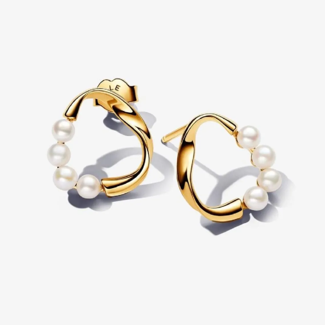 Pandora Clous d’Oreilles Cercle Organique Doré et Perles de Culture | Femme Boucles D'Oreilles