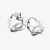 Pandora Clous d’Oreilles Cercle Organique Argent et Perles de Culture | Femme Boucles D'Oreilles