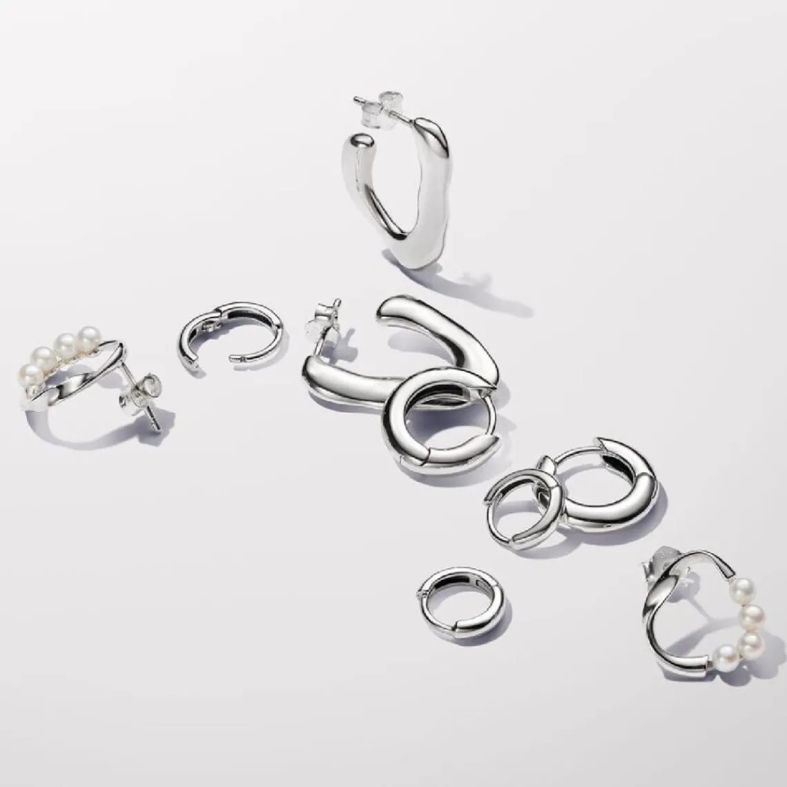 Pandora Clous d’Oreilles Cercle Organique Argent et Perles de Culture | Femme Boucles D'Oreilles