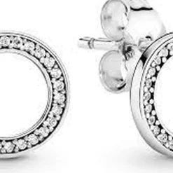 Pandora Clous d'Oreilles Cercles Scintillants Signature Argent 925/1000ᵉ | Femme Boucles D'Oreilles
