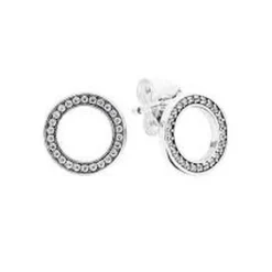 Pandora Clous d'Oreilles Cercles Scintillants Signature Argent 925/1000ᵉ | Femme Boucles D'Oreilles