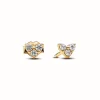 Pandora Clous d’Oreilles Cœur Trois Pierres - Timeless Doré | Femme Boucles D'Oreilles