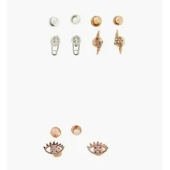 Balaboosté Clous D'oreilles Femme Set De 6 Mini Puces - 3502456533981 Métal Multicolore | Femme Boucles D'Oreilles