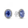Pandora Clous d'Oreilles Halo avec Pierre ovale bleue Timeless | Femme Boucles D'Oreilles