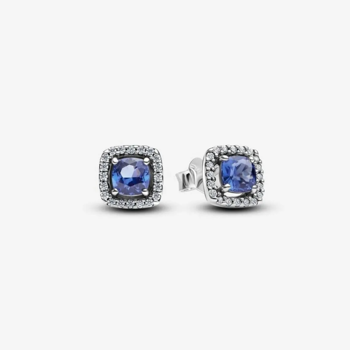 Pandora Clous d’Oreilles Halo Bleu Carré Scintillant | Femme Boucles D'Oreilles