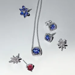 Pandora Clous d’Oreilles Halo Bleu Carré Scintillant | Femme Boucles D'Oreilles