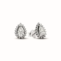 Pandora Clous d’Oreilles Halo Poire Scintillant | Femme Boucles D'Oreilles