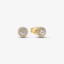 Pandora Clous d’Oreilles Halo Rond Pavé | Femme Boucles D'Oreilles