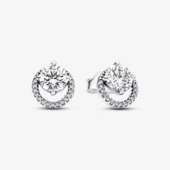 Pandora Clous d’Oreilles Halo Scintillant | Femme Boucles D'Oreilles