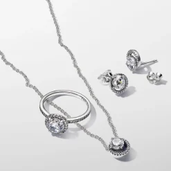 Pandora Clous d’Oreilles Halo Scintillant | Femme Boucles D'Oreilles