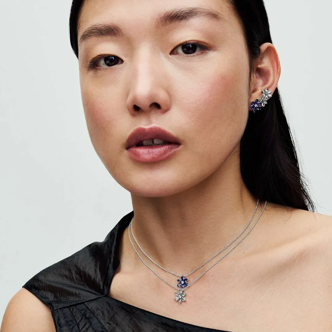 Pandora Clous d'Oreilles Herbier Scintillant Bleu | Femme Boucles D'Oreilles