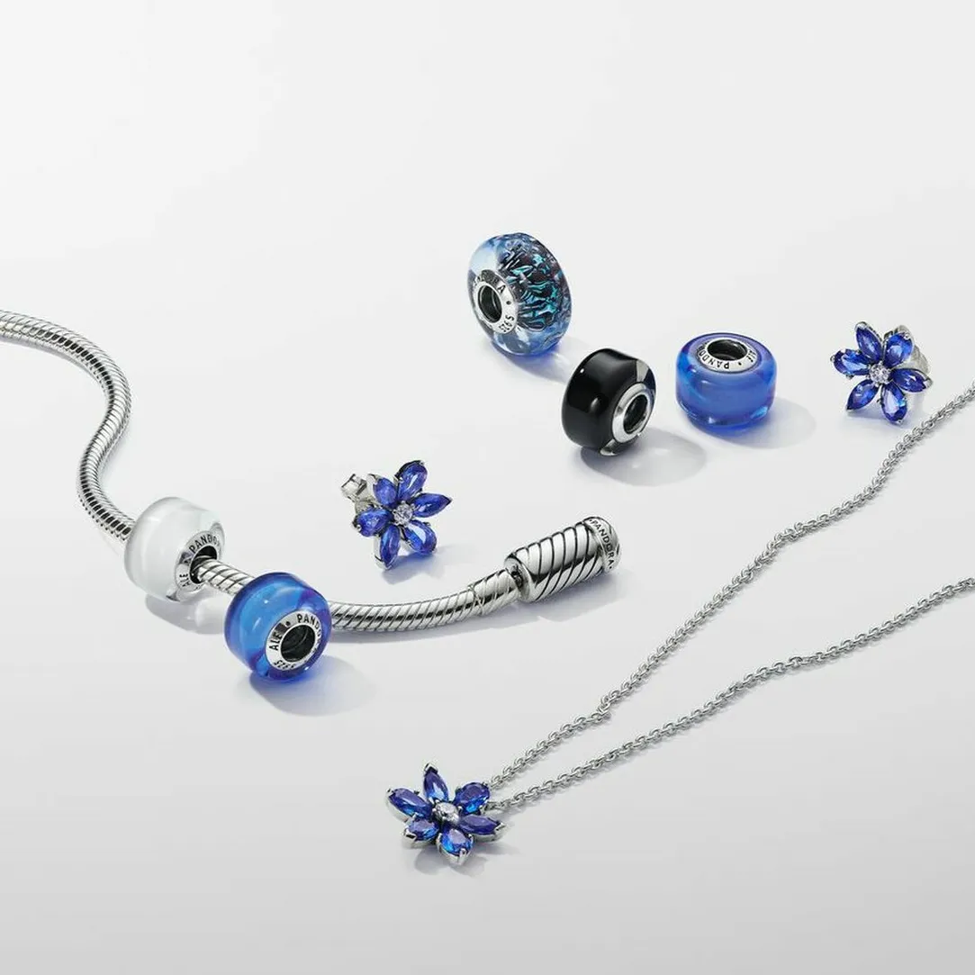 Pandora Clous d'Oreilles Herbier Scintillant Bleu | Femme Boucles D'Oreilles