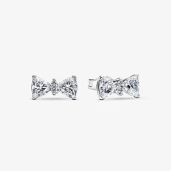 Pandora Clous d’Oreilles Nœud Scintillant Argent | Femme Boucles D'Oreilles
