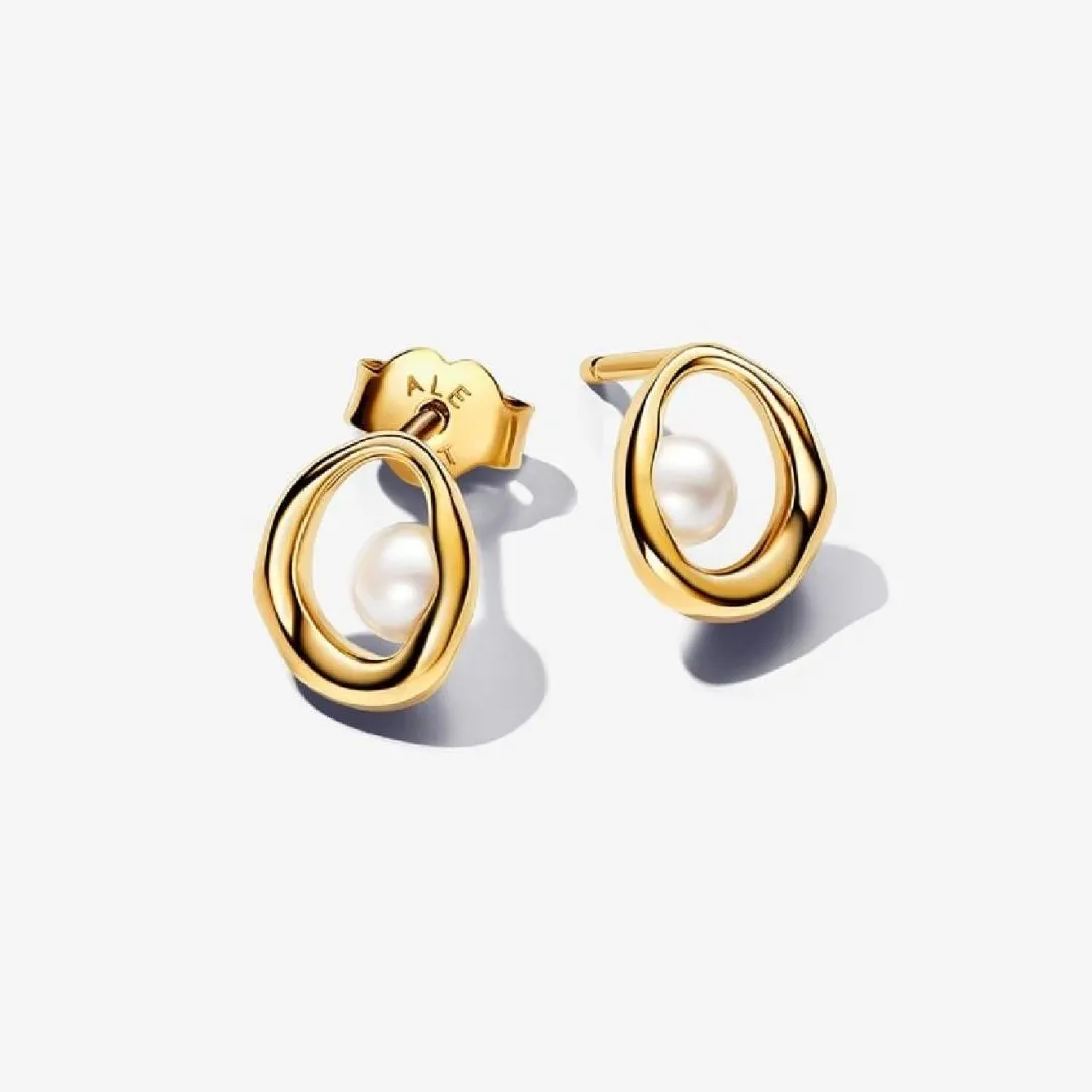 Pandora Clous d’Oreilles Ovale Organique et Perle de Culture | Femme Boucles D'Oreilles