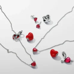 Pandora Clous d’Oreilles - Cœur Rouge | Femme Boucles D'Oreilles