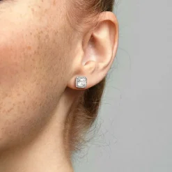 Pandora Clous d'Oreilles Signature Halo Scintillant Carrés | Femme Boucles D'Oreilles