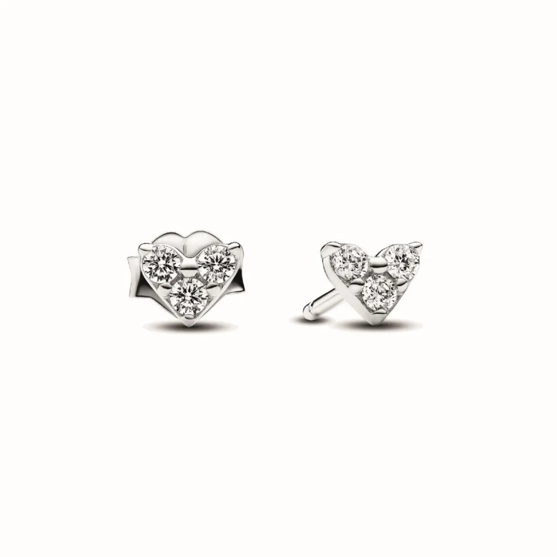 Pandora Clous d’Oreilles Timeless - Cœur Trois Pierres en Argent 925/1000 | Femme Boucles D'Oreilles