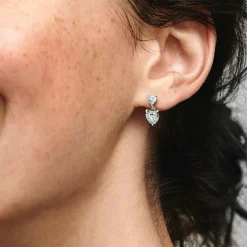 Pandora Clous d’Oreilles Timeless - Double Cœur Scintillant | Femme Boucles D'Oreilles