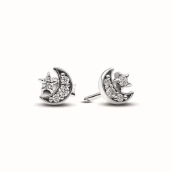Pandora Clous d’Oreilles Étoile et Lune Scintillantes | Femme Boucles D'Oreilles