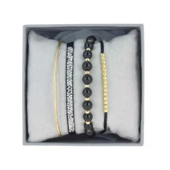 Les Interchangeables Coffret A54350 - Strass Box Jonc Fil Noir Femme | Femme Bracelet
