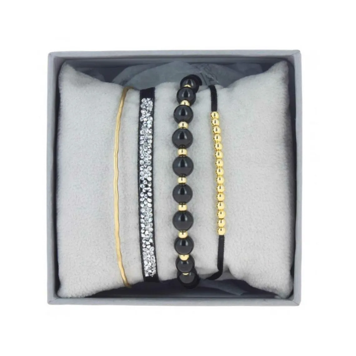 Les Interchangeables Coffret A54350 - Strass Box Jonc Fil Noir Femme | Femme Bracelet