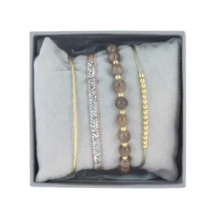 Les Interchangeables Coffret A54335 - Strass Box Jonc Fil Beige Rosé / foncé Femme | Femme Bracelet