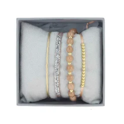 Les Interchangeables Coffret A54334 - Strass Box Jonc Fil Beige Rosé / clair Femme | Femme Bracelet