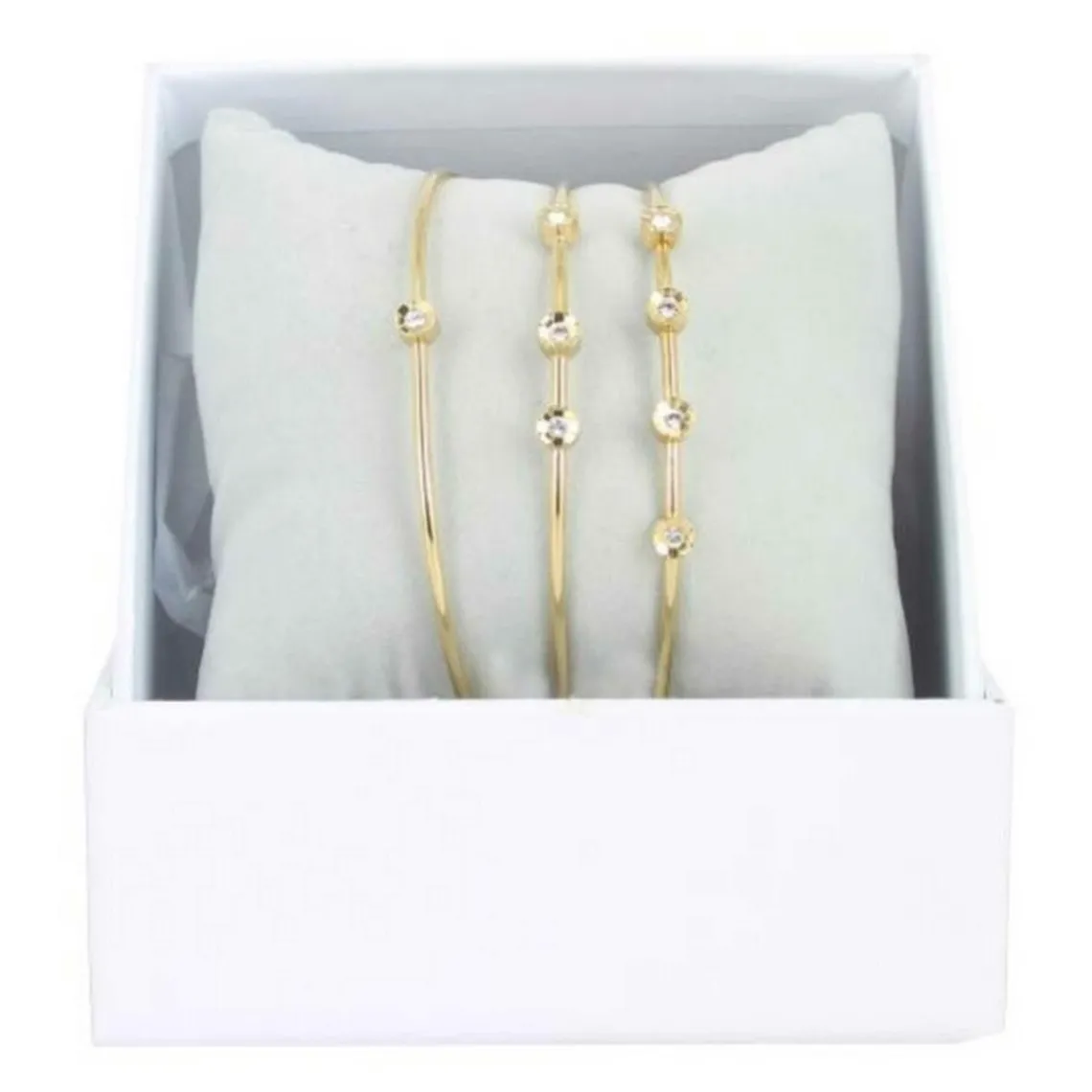 Les Interchangeables Coffret A58668 - 3 Joncs Sertis Fleurs Dorés Femme | Femme Bracelet