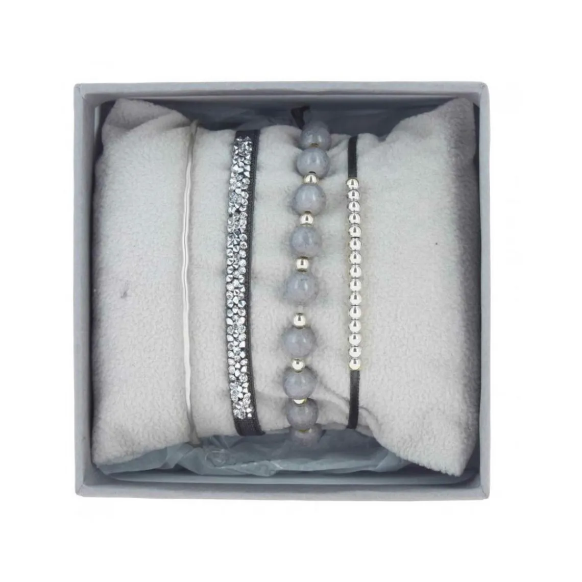 Les Interchangeables Coffret A54388 - Strass Box Jonc Fil Gris Femme | Femme Bracelet