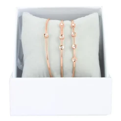 Les Interchangeables Coffret A58669 - 3 Joncs Sertis Fleurs Doré Rose Femme | Femme Bracelet