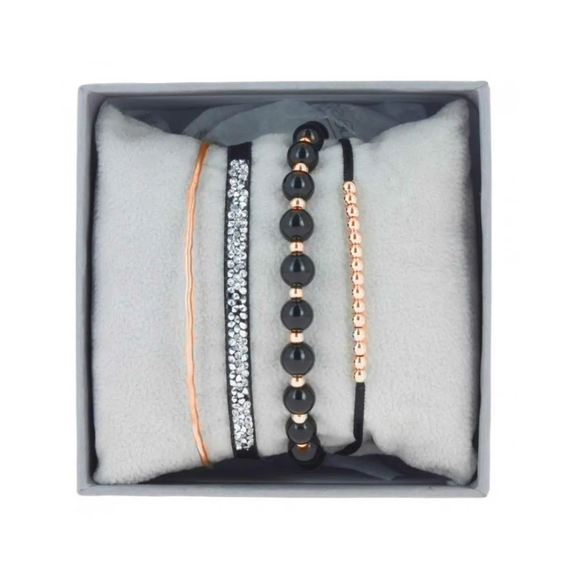 Les Interchangeables Coffret A54373 - Strass Box Jonc Fil Noir Femme | Femme Bracelet