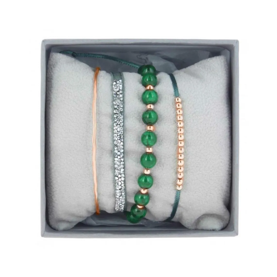 Les Interchangeables Coffret A54361 - Strass Box Jonc Fil Bleu Gris Femme | Femme Bracelet