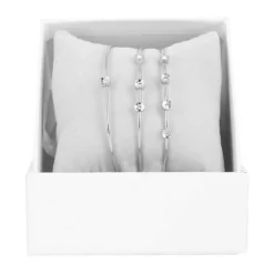 Les Interchangeables Coffret A58670 - 3 Joncs Sertis Fleurs Palladium Femme | Femme Bracelet