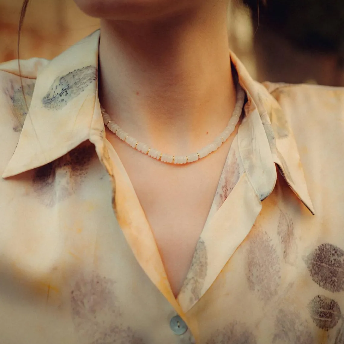 Sloya Collier Blima en pierres Jade blanche | Femme Collier Et Pendentif