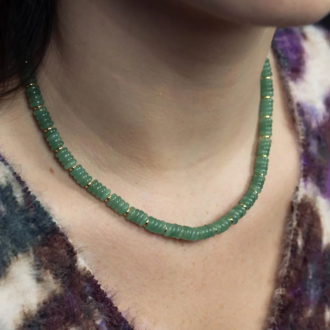 Sloya Collier Blima en pierres Aventurine | Femme Collier Et Pendentif