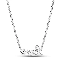 Pandora Collier Chaîne Love en Lettres Cursives Scintillant | Femme Collier Et Pendentif