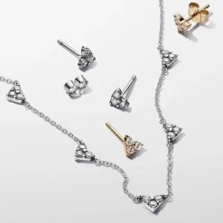 Pandora Collier Cœurs Trios de Pierres | Femme Collier Et Pendentif