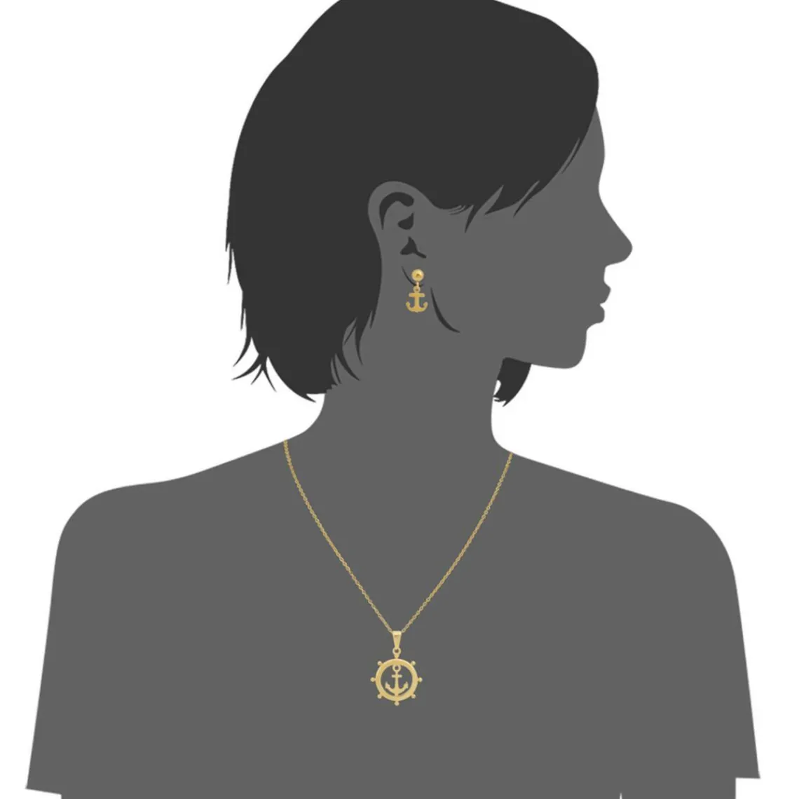 Edforce Collier et pendentif Femme 90-0396-S - Acier Doré | Femme Collier Et Pendentif