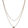 Fossil Bijoux Collier et pendentif JF02953791 - Collier et pendentif Acier Zircons Nacre Femme | Femme Collier Et Pendentif