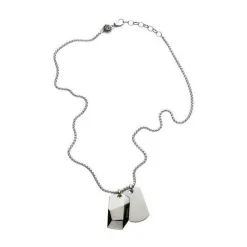 Diesel Bijoux Collier et pendentif Homme Diesel DX1143040 - 2 Plaques Acier Chromé | Homme Colliers Et Pendentifs