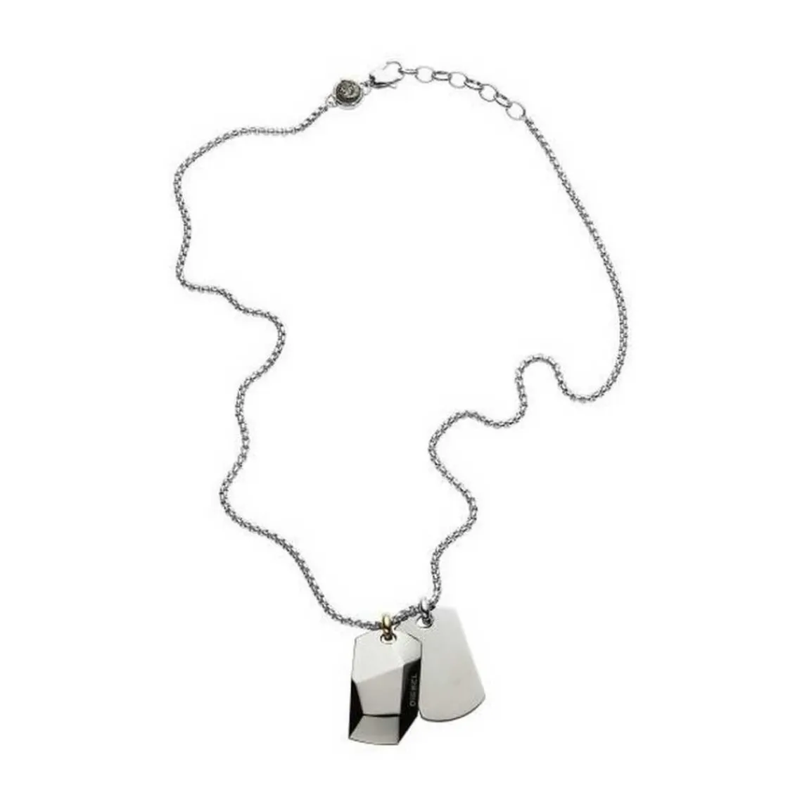 Diesel Bijoux Collier et pendentif Homme Diesel DX1143040 - 2 Plaques Acier Chromé | Homme Colliers Et Pendentifs