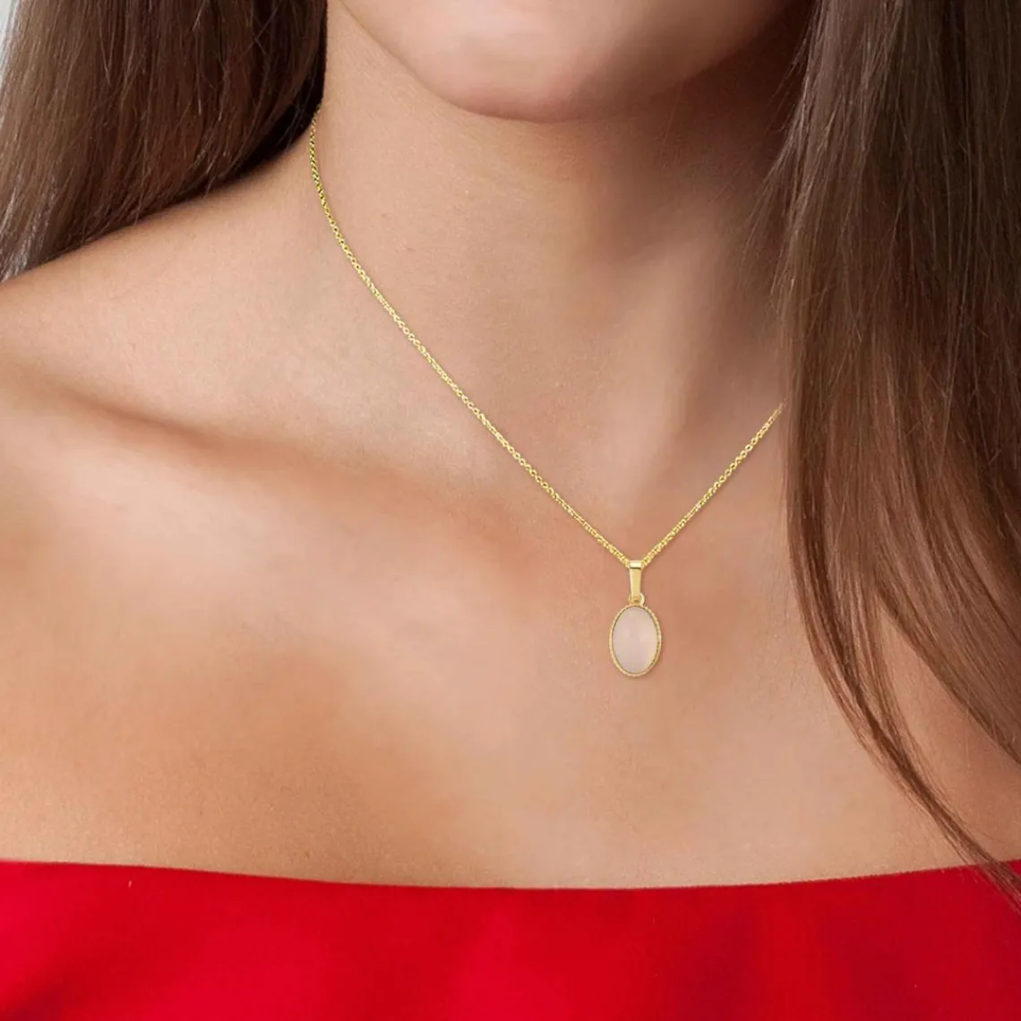 Angèle M Bijoux Collier femme Angèle M B2458-ROSE-QUARTZ - Métal Doré | Femme Collier Et Pendentif