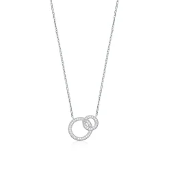 Maison de la Bijouterie Collier femme argent rhodié blanc serti griffe double cercle - VWZ5ZY45 | Femme Collier Et Pendentif