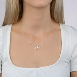 Maison de la Bijouterie Collier femme argent rhodié blanc serti griffe double cercle - VWZ5ZY45 | Femme Collier Et Pendentif