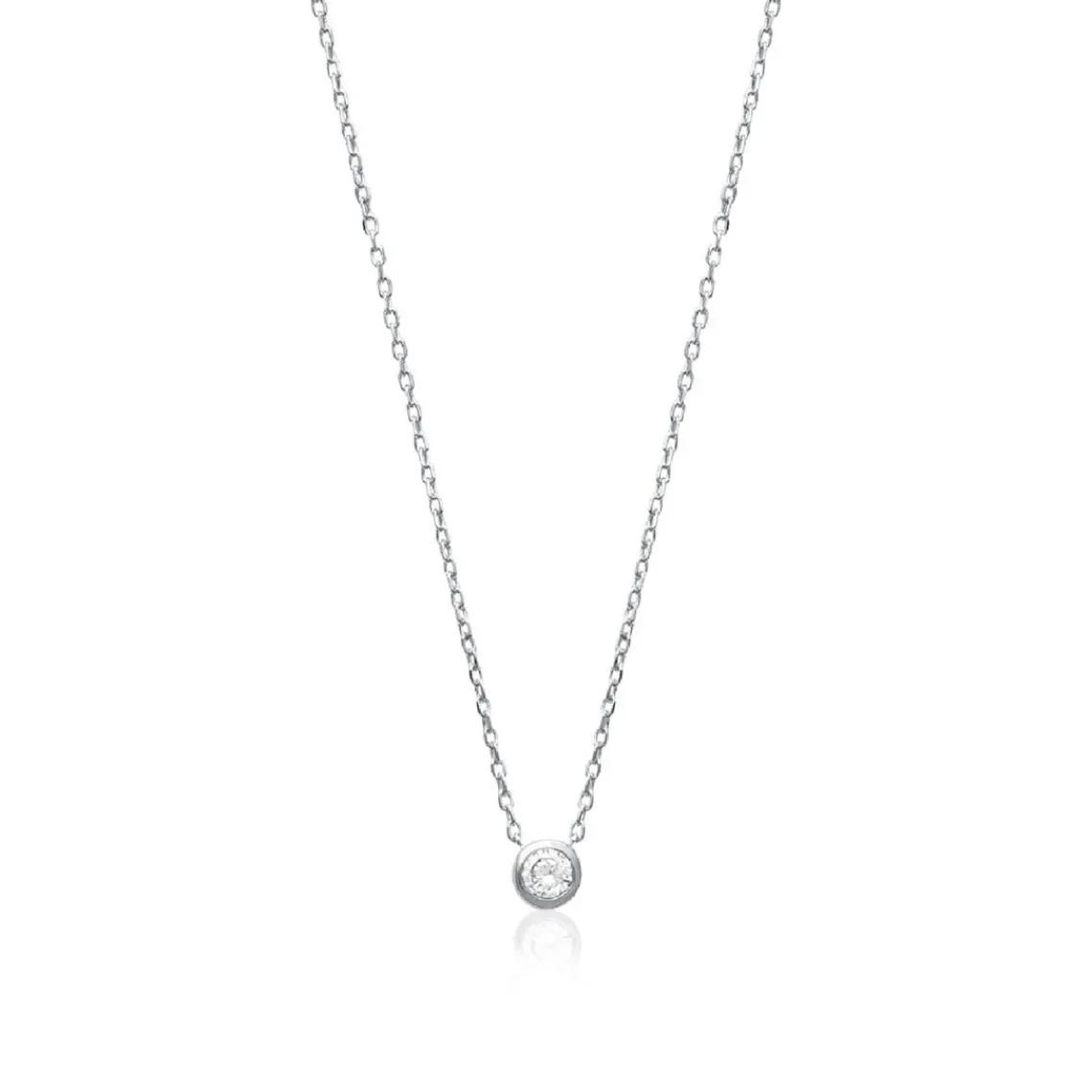Maison de la Bijouterie Collier femme argent rhodié blanc serti clos serti classique - VWZ4W040 | Femme Collier Et Pendentif