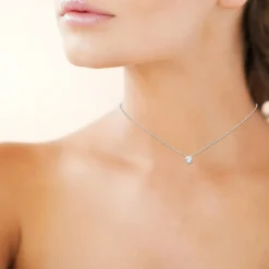 Maison de la Bijouterie Collier femme argent rhodié blanc serti clos serti classique - VWZ4W040 | Femme Collier Et Pendentif