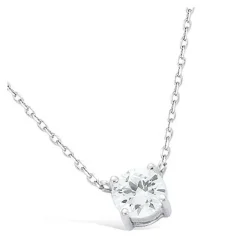 Maison de la Bijouterie Collier femme argent rhodié blanc serti griffe serti griffe classique - VWZ00Y45 | Femme Collier Et Pendentif