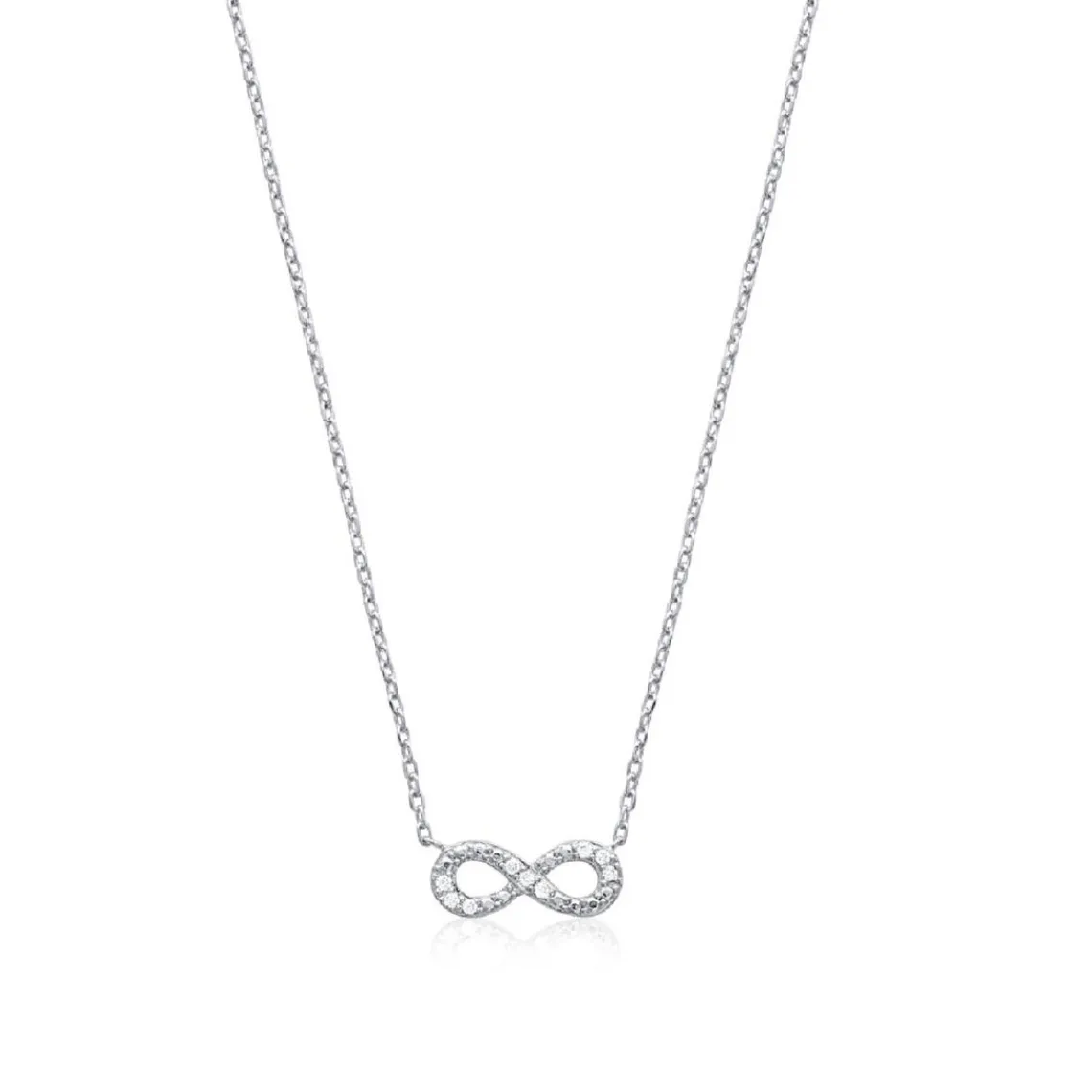 Maison de la Bijouterie Collier femme argent rhodié blanc serti infini griffe - VWZ4WV45 | Femme Collier Et Pendentif