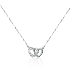 Maison de la Bijouterie Collier femme argent rhodié blanc serti griffe cœur - VWVZ004Y | Femme Collier Et Pendentif